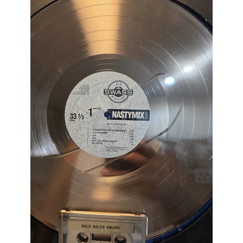Vintage Sir Mix A Lot Swass Certified RIAA Gold Sales Award Plate Blank Presenta